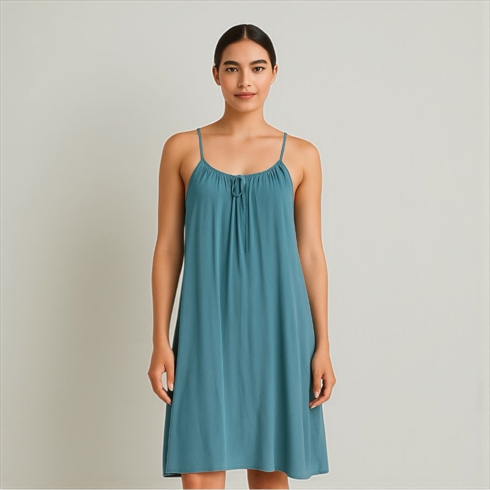 🌊 Patagonia Slip Dress L – Teal Blue Minimalist Summer Vibes